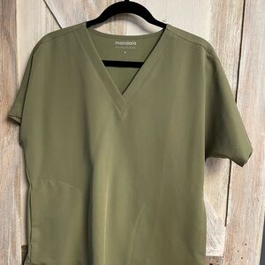 Mandala Olive Green V-Neck Top